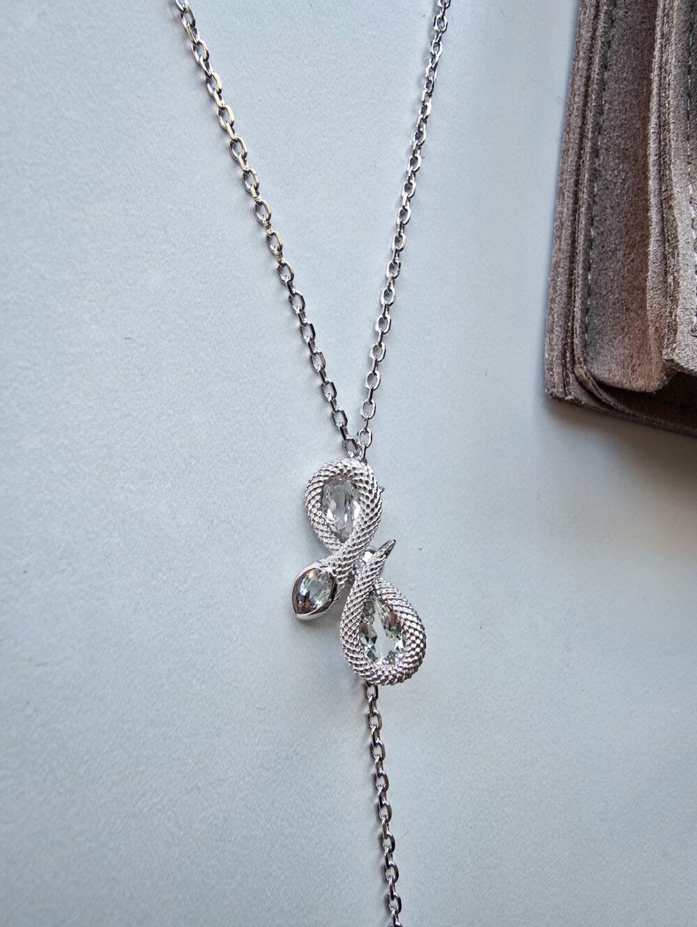 Awe Inspired Infinity Charm Lariat Sterling Silver Necklace Snake - Picture 2 of 5